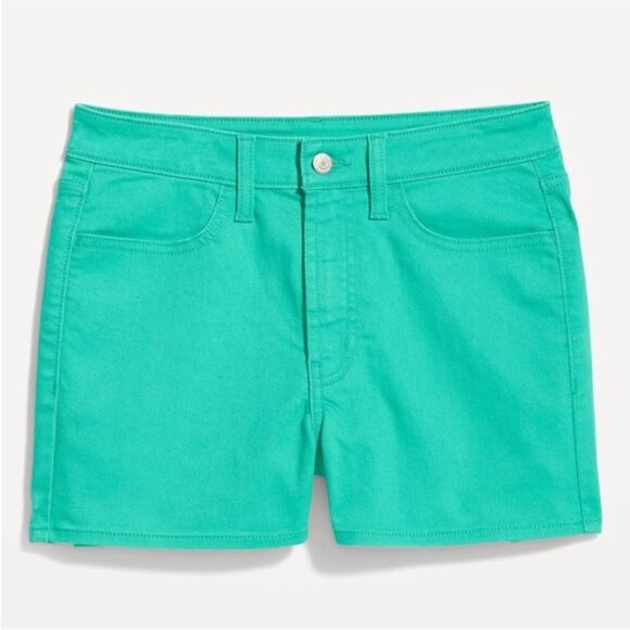 NWT Old Navy Teal WOW High Rise Denim Shorts - Size 10 - Picture 5 of 16